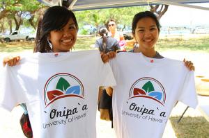 'Onipa'a participants display their new t-shirts.