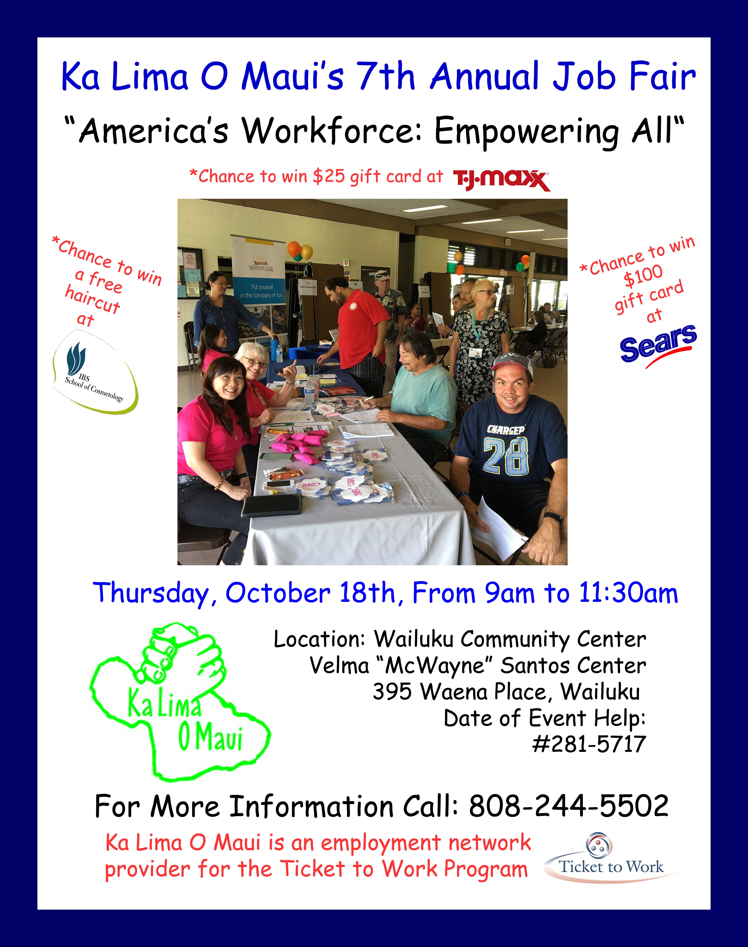 Hawaii Ahe Ka Lima O Maui's 7th Annual Job Fair, Thursday October 18th