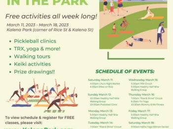 Fitness Week in Kalena Park scheduled March 11 to March 18