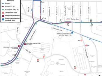 City announces the temporary relocation of bus stops along Kalia Road during renovations